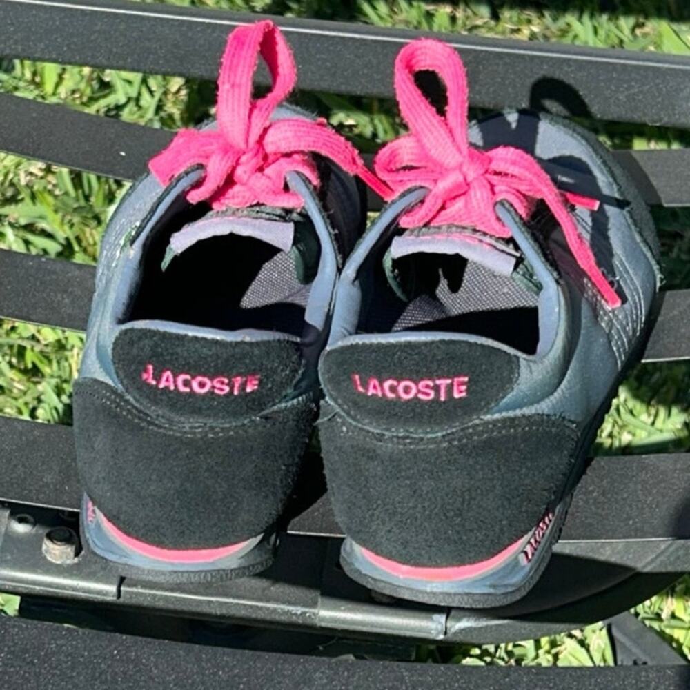 Lacoste Phoenix Lace Up Trainers Sneakers Athletic Gray Black Pink Size 7.5 - Picture 5 of 10